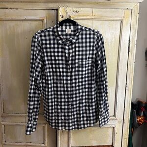 Navy and White Check Button-Down Shirt